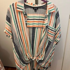 Colorful Striped Button-Up Shirt